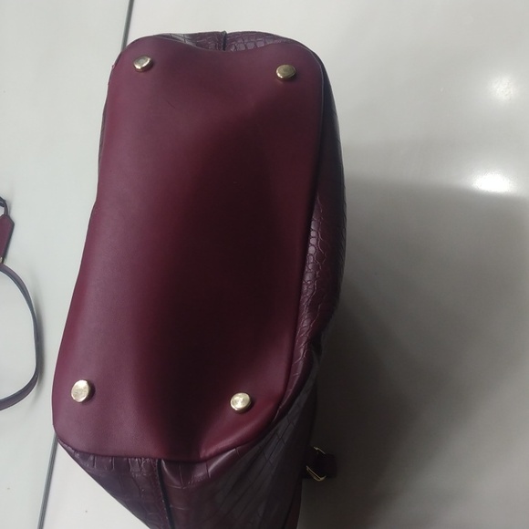 TRINA TURK BURGUNDY EMBOSSED TOTE OR SHOULDER BAG - Picture 6 of 12